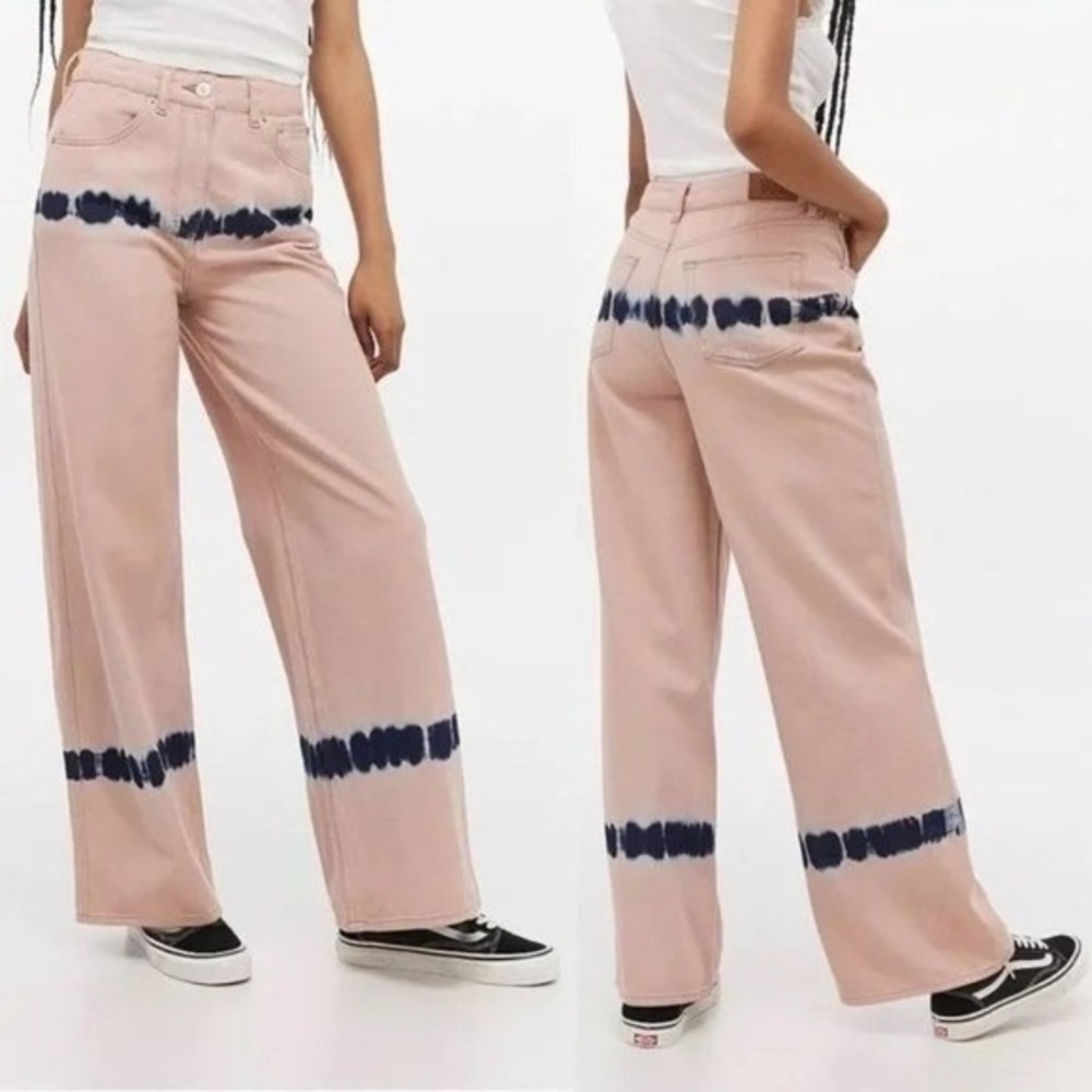 BDG Womens Puddle High Waist Wide Leg Jeans 24 Tie Dye Hippie Streetwear NWT